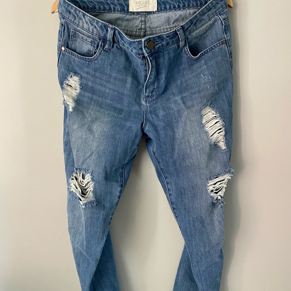 Rachel Roy distressed boyfriend jean